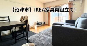 組立てが完了したIKEAのソファとテーブル